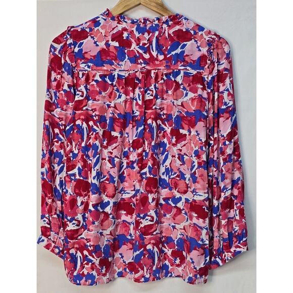 Suncoo Paris Floral Ruffle Blouse French Style 3 M/L Feminine Parisian Top - Picture 9 of 12